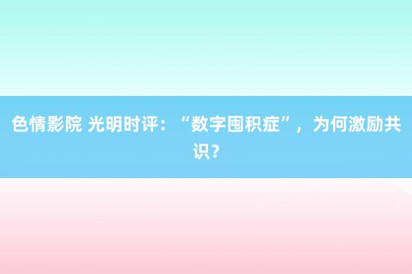 色情影院 光明时评：“数字囤积症”，为何激励共识？