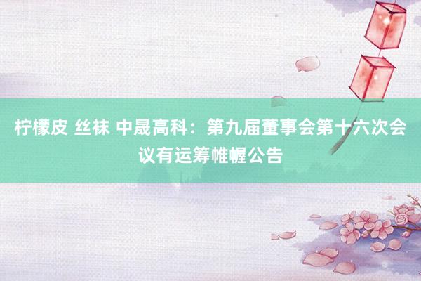 柠檬皮 丝袜 中晟高科：第九届董事会第十六次会议有运筹帷幄公告