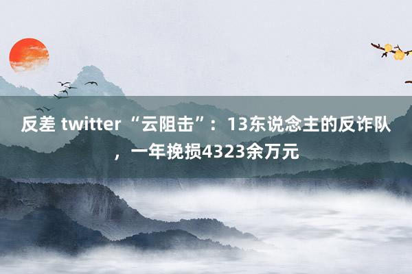 反差 twitter “云阻击”：13东说念主的反诈队，一年挽损4323余万元