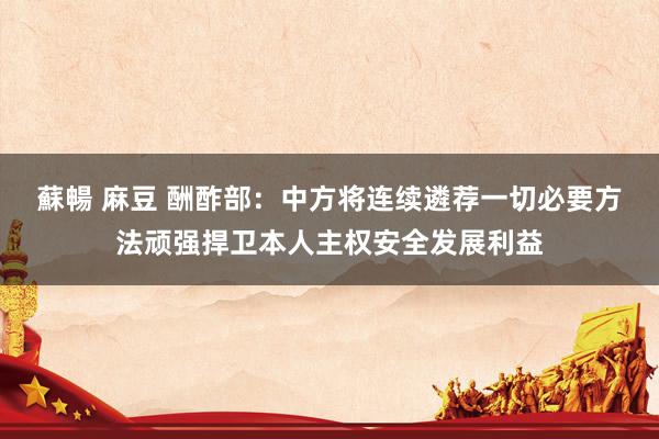 蘇暢 麻豆 酬酢部：中方将连续遴荐一切必要方法顽强捍卫本人主权安全发展利益