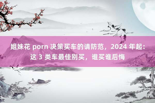 姐妹花 porn 决策买车的请防范，2024 年起：这 3 类车最佳别买，谁买谁后悔