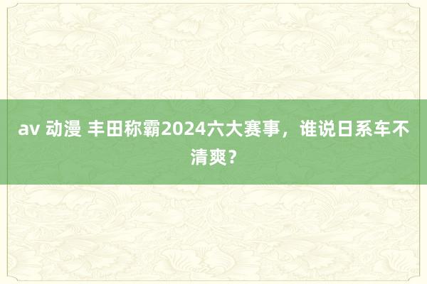 av 动漫 丰田称霸2024六大赛事，谁说日系车不清爽？