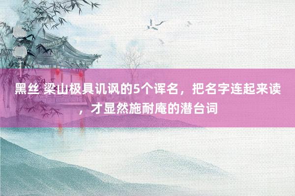 黑丝 梁山极具讥讽的5个诨名，把名字连起来读，才显然施耐庵的潜台词