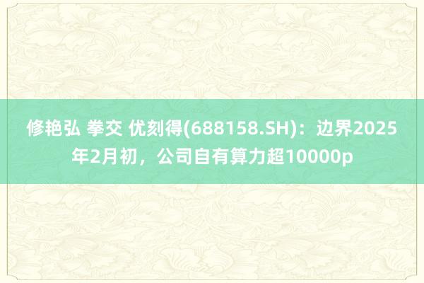 修艳弘 拳交 优刻得(688158.SH)：边界2025年2月初，公司自有算力超10000p
