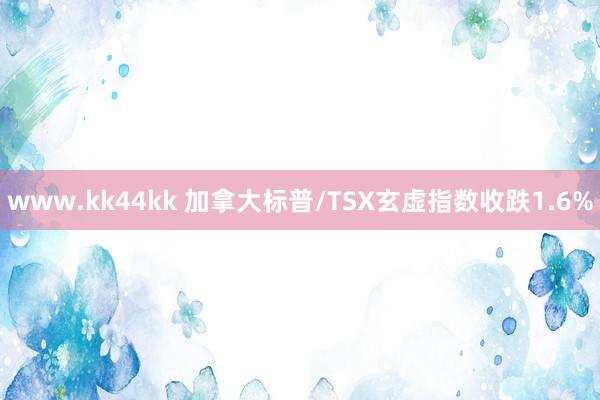 www.kk44kk 加拿大标普/TSX玄虚指数收跌1.6%
