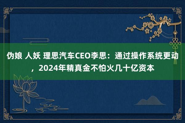 伪娘 人妖 理思汽车CEO李思：通过操作系统更动，2024年精真金不怕火几十亿资本