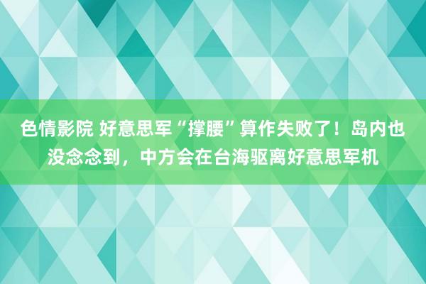 色情影院 好意思军“撑腰”算作失败了！岛内也没念念到，中方会在台海驱离好意思军机