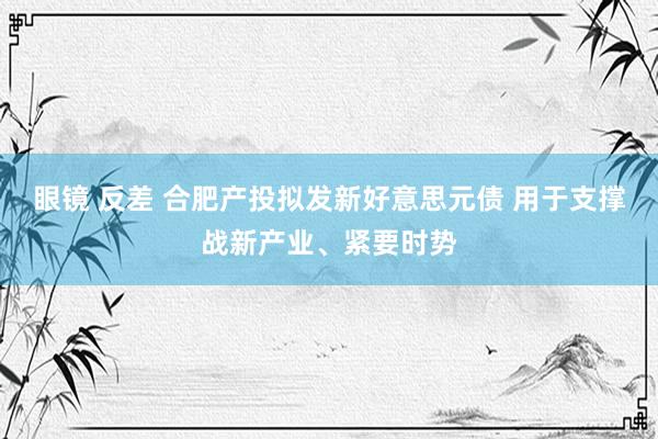 眼镜 反差 合肥产投拟发新好意思元债 用于支撑战新产业、紧要时势