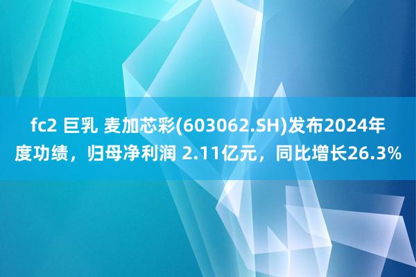 fc2 巨乳 麦加芯彩(603062.SH)发布2024年度功绩，归母净利润 2.11亿元，同比增长26.3%