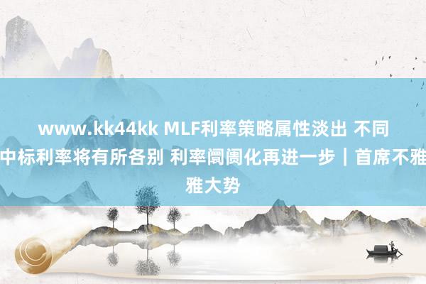 www.kk44kk MLF利率策略属性淡出 不同银行中标利率将有所各别 利率阛阓化再进一步｜首席不雅大势