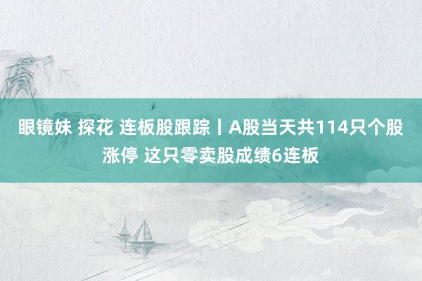 眼镜妹 探花 连板股跟踪丨A股当天共114只个股涨停 这只零卖股成绩6连板