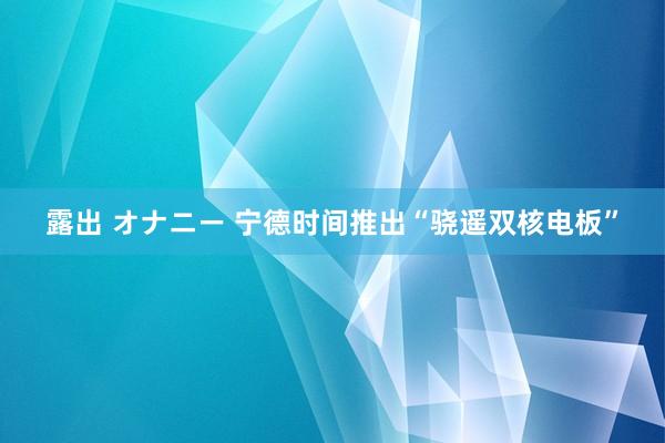露出 オナニー 宁德时间推出“骁遥双核电板”